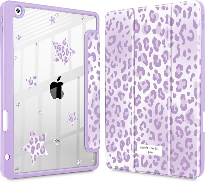 Tuiklol for iPad 10.2 inch 9th / 8th / 7th Gen 2021 2020 2019 Release Case | Built in Pencil Holder - TPU Protection Trifold Stand Stand Clear Back Tablet Cover With Auto Wake/Sleep Blue berries