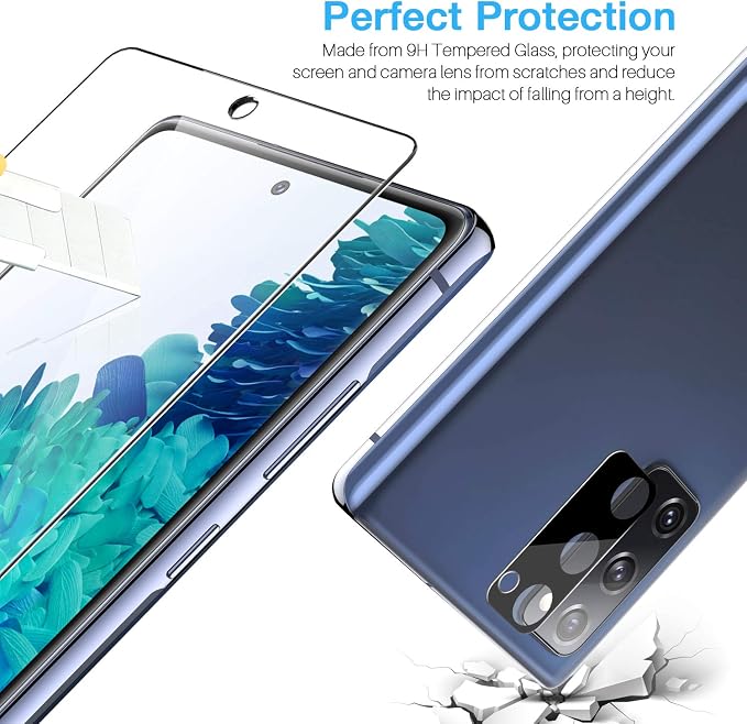 LK 3+3 Pack Samsung Galaxy S20 FE Screen Protector + Camera Lens Protector | 9H Tempered Glass Easy Installation [Not Fit for Galaxy S20]