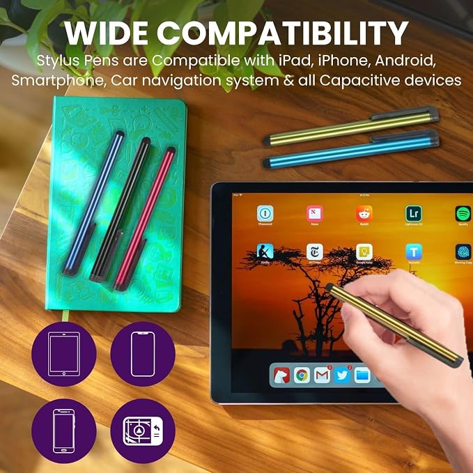 TCD 100 Pack Stylus Pen for iPad High Precision Universal Capacitive Bulk Digital Stylus Pen – Compatible w/iPhone Tablet Touchscreen Laptop – Rubber Tip Black Styluses for All Touch Screen Devices