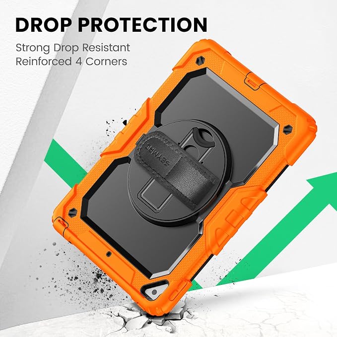 SEYMAC Case for iPad Air 3/ Pro 10.5 inch/Air 3rd Generation 10.5'' Black | Heavy Duty Shockproof Protective Built-in Screen Protector 360° Rotating Stand Hand/Shoulder Strap