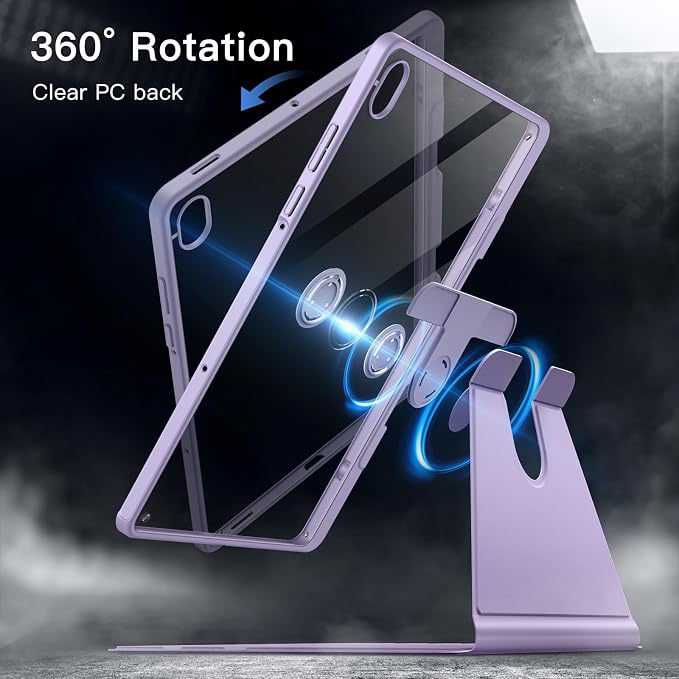 JETech Rotating Case Cover for Samsung Galaxy Tab S11 Black | 360° Rotation Stand Clear Back Design Auto Wake/Sleep S Pen Holder Full Protection