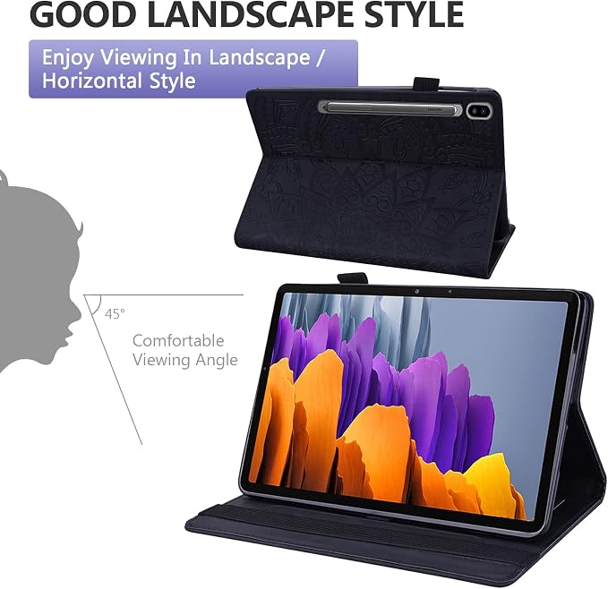 Dteck Case for Samsung Galaxy Tab S9 FE+ Plus 5G Tablet Case 12.4 2023 with Pencil HolderPU Leather Embossed Flower Cat Folio Multi-Angle Viewing Stand Shockproof Protective Tablet 12.4 CoverBlue