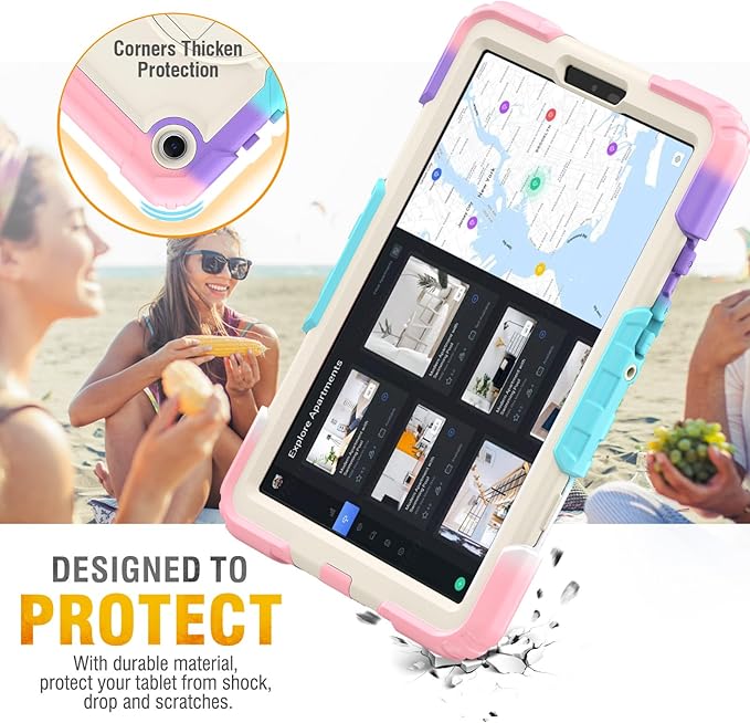 HXCASEAC Case for Samsung Galaxy Tab A9 8.7 Inch, Protective with Screen Protector/Hand Strap/Pen Holder, Sturdy Shockproof for Samsung A9 Tablet Case SM-X110 SM-X115 SM-X117 - Pink