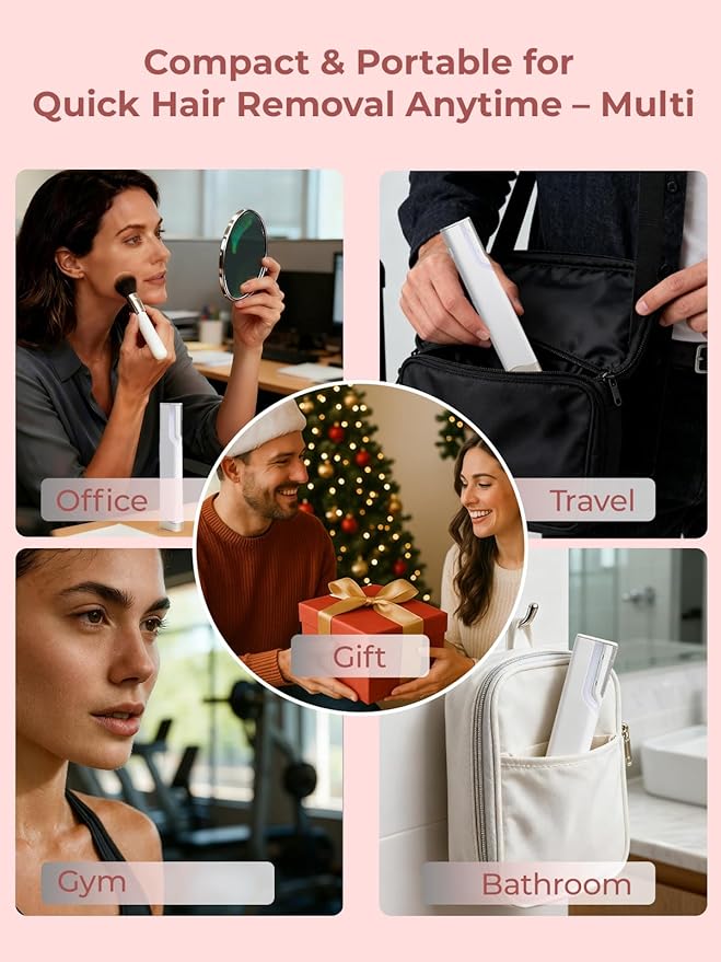 Dermaplane Facial Razor for Women – Electric 3-Speed Sonic Face Hair Removal Tool with LED Light, Peach Fuzz Remover & Exfoliating Dermaplaning Tool, USB-C Rechargeable with 5 Replacement Heads