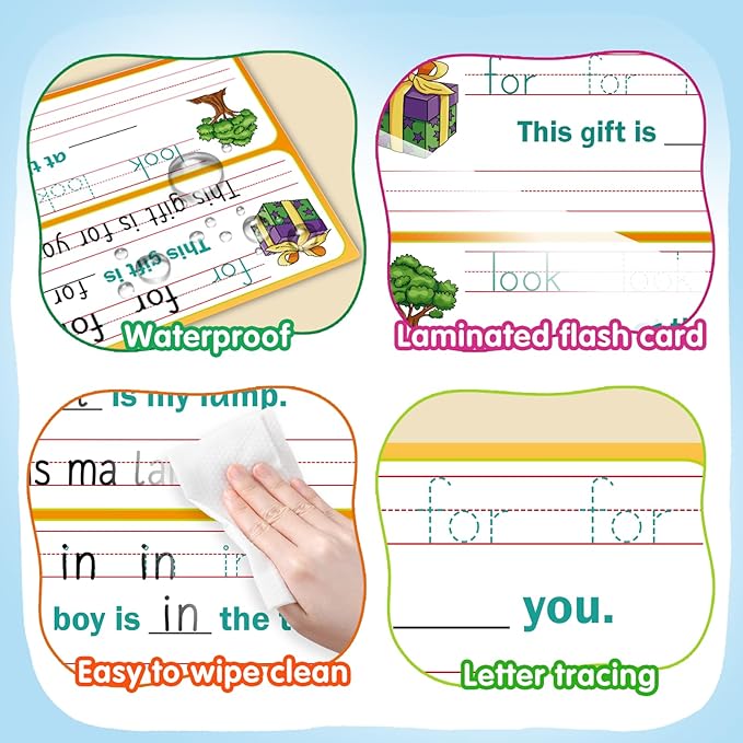 Sight Words Flash Cards Sentence Building for Kids, Handwriting Practice Writing Tracing Phonics Flash Cards,Preschool Kindergarten 1st Grade Learning Activities Homeschool Speech Therapy