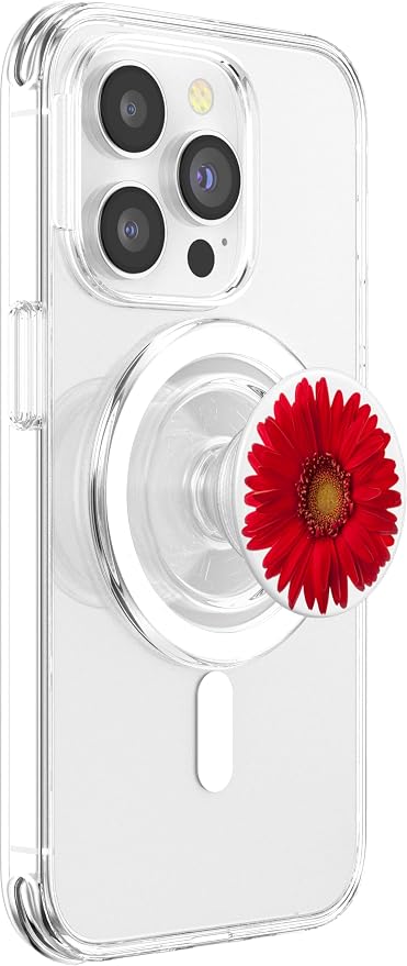 Cute Red Daisy Flower On White So Pretty Red Flower PopSockets Adhesive PopGrip
