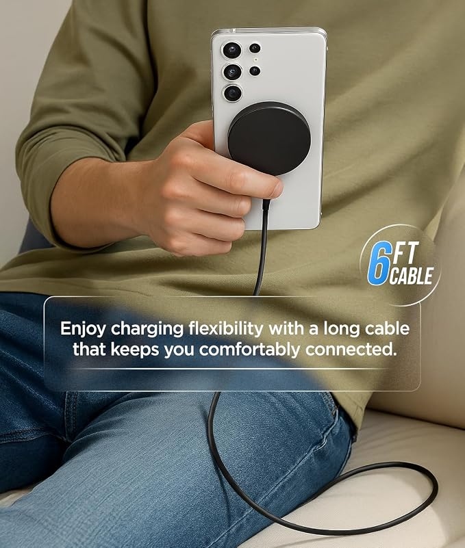 Galvanox Magnetic Wireless Charger for Samsung [Ultra-Slim] Fast Charging for Galaxy S26 Ultra S25 S24 Plus and Android Devices USB Type-C (10Ft)