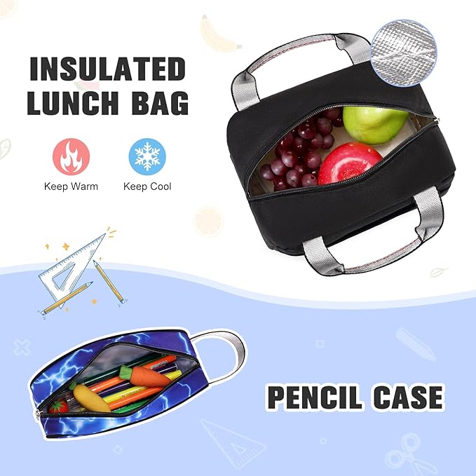 Bevalsa Backpack for Boys, Backpack with Lunch Box & Pen Case, School Bags for Kids, Bookbag for Boys Children Teens Backpacks for Elementary Middle School Student with USB Charging Port