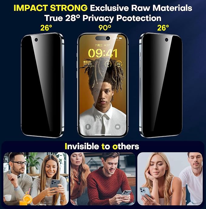 ImpactStrong Anti-Spy Privacy Screen Protector for iPhone 11 / iPhone XR (6.1-Inch) 9H Tempered Glass Shatter-Resistant Anti-Scratch Easy Install Kit Case Friendly 2-Pack