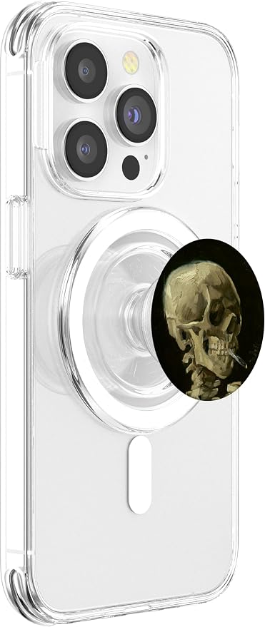 Skull of a Skeleton with Burning Cigarette Van Gogh Art PopSockets Adhesive PopGrip