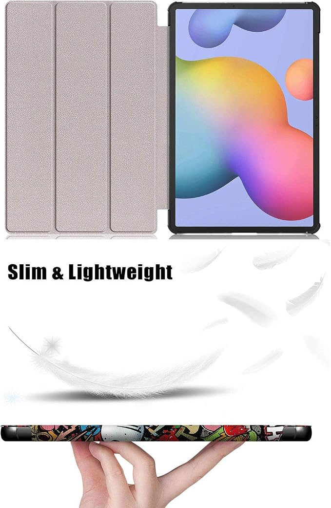 Case for Samsung Galaxy Tab S8 Plus 12.4 2022/S7 FE 2021/S7 Plus 2020 (SM-X800/X806/T730/T733/T736/T738/T970/T975/T976) Lightweight Tri-Fold Stand Thin Cover Auto Wake/Sleep Almond Blossom
