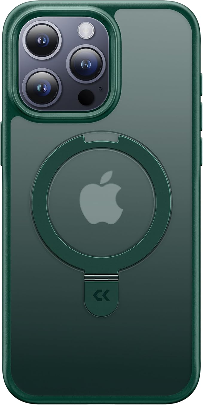 CASEKOO Designed for iPhone 14 Pro Max Case with Magnetic Invisible Stand [Military Drop Protection] [Compatible with MagSafe] Shockproof Slim Translucent Matte Promax Case 6.7 Inch, Green