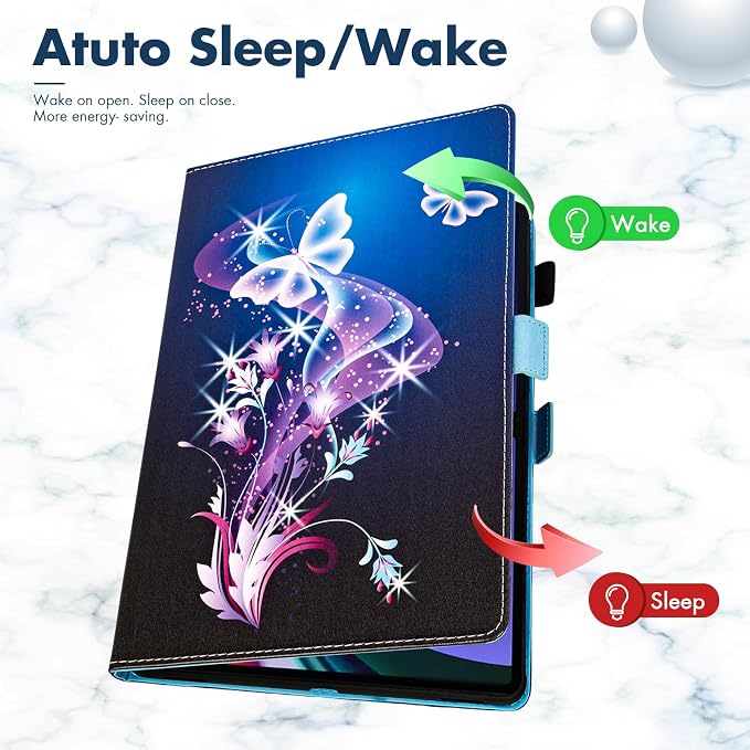 Dteck Wallet Case for Galaxy Tab S10+/S9+/S7 FE/S8+/S7 Plus 12.4 Tablet Premium PU Leather Folding Stand Auto Wake/Sleep Pen Holder Case with Hummingbirds