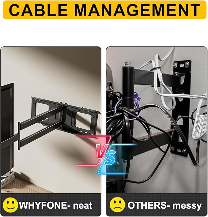 48'' Extension Extra Long Arm TV Wall Mount, Heavy Duty Full Motion TV Wall Mount for 37 to70,75,77,80,85'' Screens, Max VESA 600x400mm, Hold 110 lbs, 16''-24'' Wood Studs/Concrete/Brick Wall