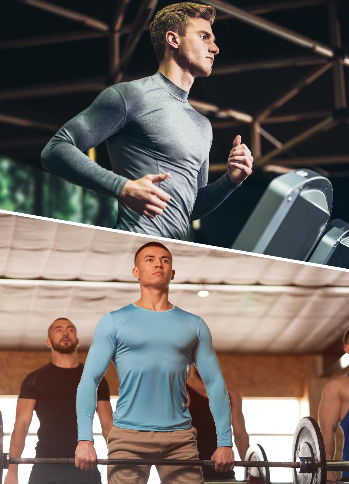 baleaf Men's Long Sleeve Running Shirts Workout Tops Quick Dry SPF Rash Guard Lightweight Hiking Sun Protection t Shirt Khaki S