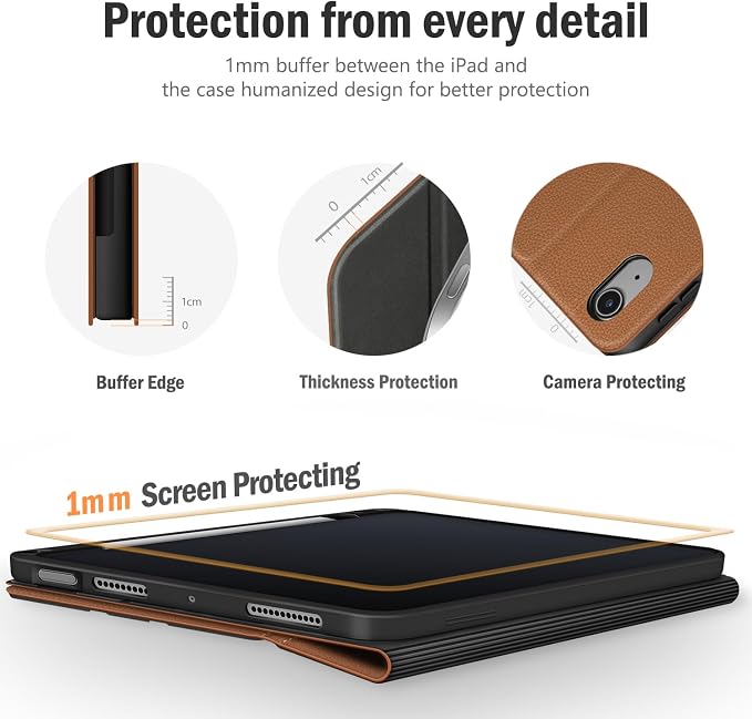 Antbox Case for iPad Air 11-inch M4/M3/M2 (2026/2025/2024) iPad Air 5th/4th Generation 10.9'' Vegan Leather with Pencil Holder Typing Angle Auto Sleep/Wake Muti-Stand (Black)