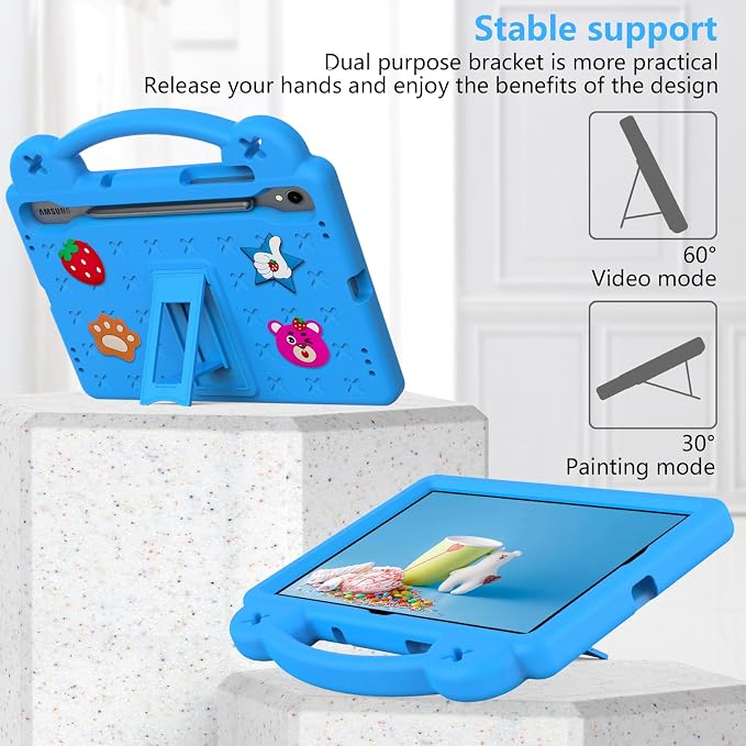 YRH Case for Samsung Galaxy Tab S10 Lite/Tab S10 FE/S9 FE 10.9'' with Handle Stand Kids EVA Shockproof Cover Blue