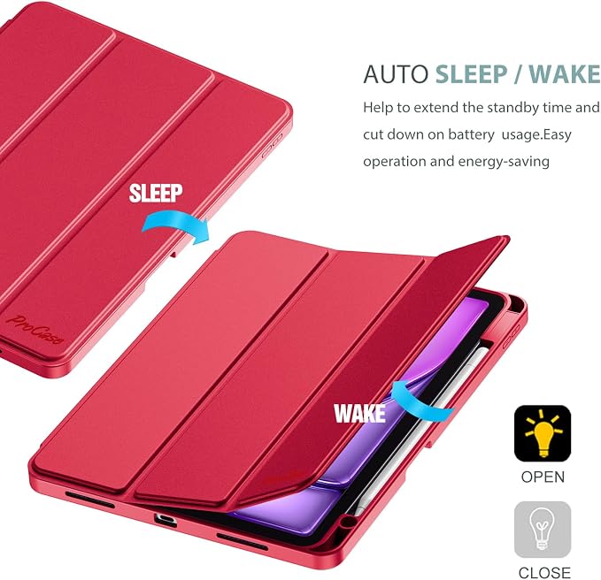 ProCase Smart Case for iPad Air 11-inch M4/M3/M2 &amp Air 10.9 5th/4th Gen | Hard Back Cover with Auto Sleep/Wake Slim Lightweight Case for iPad Air 11 2026/25/24 &amp 10.9 2022/2020-Aqua