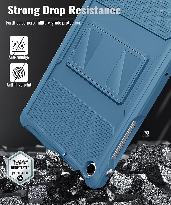 MoKo Shockproof Case Fit Samsung Galaxy Tab A11+ Plus/ A9+ 11 Inch | Full Body Rugged Stand Back Cover with Built-in Screen Protector for Galaxy Tab A11+/ A9+ Tablet Light Gray