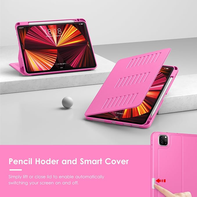 VIKESI Case for iPad Pro 11 inch (M5/M4) 2025/2024Multiple Angles Magnetic Stand CoverShockproof BackPencil Holderand Auto Sleep/WakeBlack