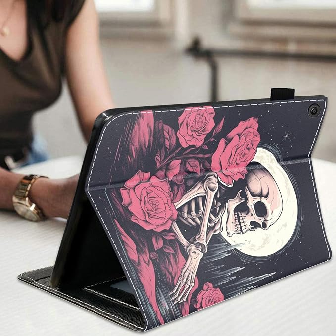 Case for Amazon Kindle Fire HD 10 Tablet 10.1 (9th/7th Generation 2019/2017 Release) Slim Folding Stand Folio Cover with Card Slot &amp Auto Wake/Sleep - African American Girl