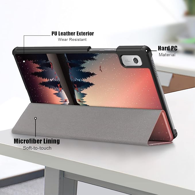 Epicgadget Case for Nook 9 Lenovo Tablet (2024) / Lenovo Tab M9 (TB-310FU 2023 Released) 9 Inch Display Tablet - Slim Lightweight Trifold Shell Stand Cover Case + 1 Random Stylus (Black)