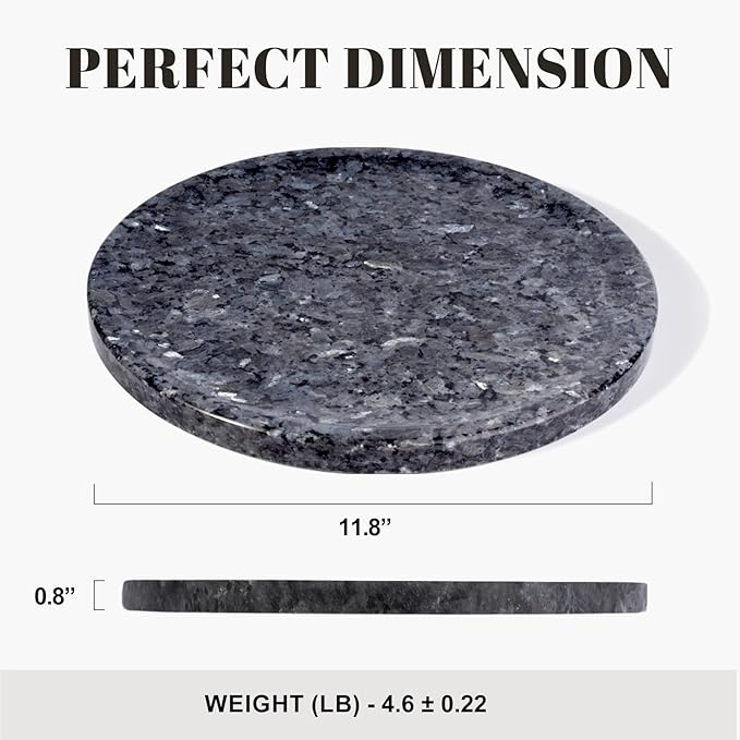 Natural Marble Tray, 11.8in Serving Tray for Fruit, Round Decorative Vanity Stone Plate for Jewelry&Key, Quality Storage Dish for Kitchen Coffee Table and Bathroom Desktop, Blue Pearl