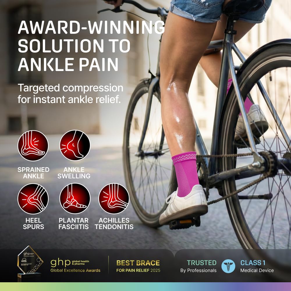 Modvel Foot & Ankle Brace Socks for Sprained Ankle Compression Sleeve - Foot Support for Women & Men - Tendonitis & Arthritis Ankle Brace Sports Running, Torn Ligaments & Women Stabilizing Ankle Wrap