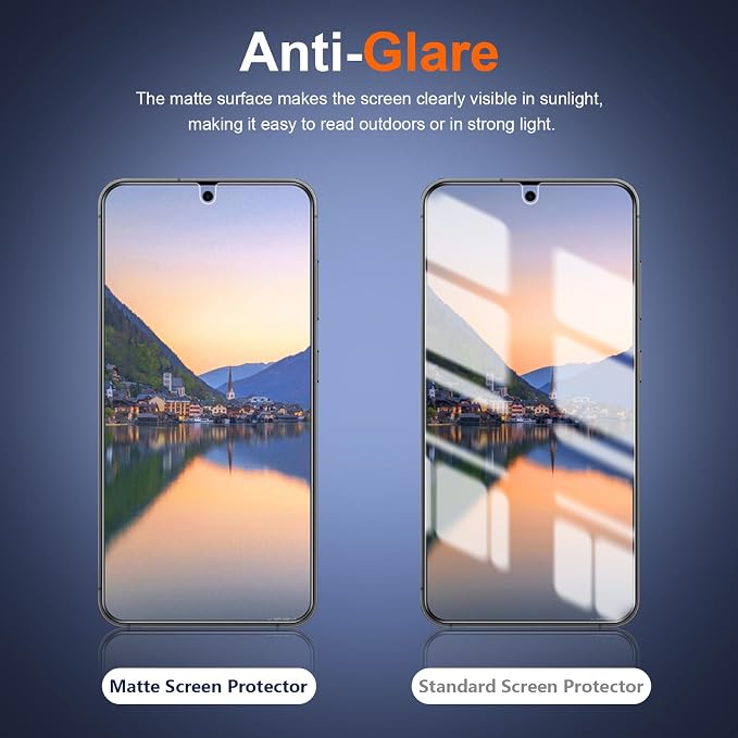 [2+2 Pack] 4 Way 360 ° Matte Privacy Screen Protector for Samsung Galaxy S24 with Camera Lens Protector Fingerprint Sensor Compatible Anti-Glare Full Adhesive Flexible Film (Not Glass)