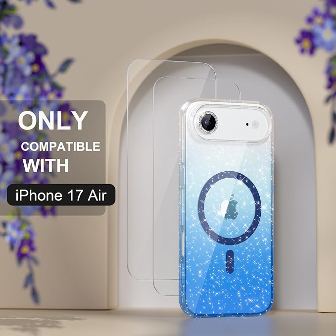 Choiche for iPhone 15 Pro Max Case Compatible with MagSafe Glitter Black | Women Girly Cute Glitter Sparkly Magnetic Phone Case with Diamond Camera Lens Protectors Military-Grade Drop Protection 6.7