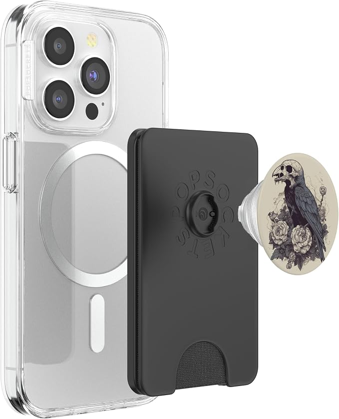 Dark Academia Crow Vintage Raven Roses Flower PopSockets Adhesive PopGrip