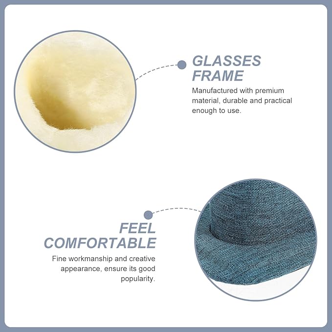 TIDTALEO Eyeglasses Holder Plush Sunglasses Stand Linen Fabric Dark Blue Eyewear Organizer Desktop Storage for Home Office