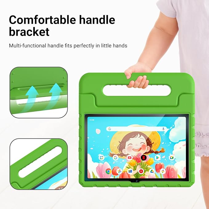 Kids Case for Onn 10.1 Tablet 2024 Gen 4(Model:100135925) ShockproofBlack | Lightweight EVA Foam Foldable Handle Stand Precise Cutouts Kid-Friendly For Daily Use