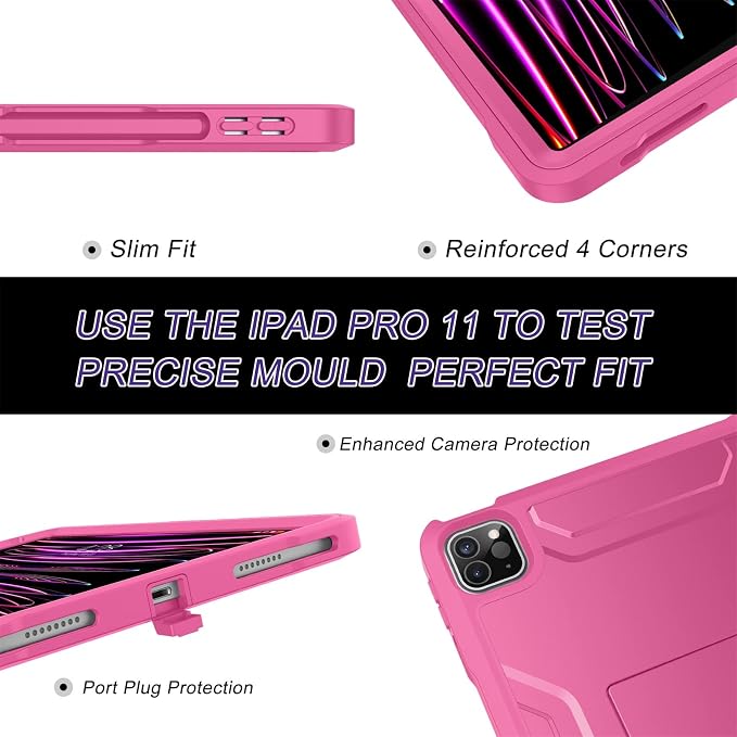 Soke Case for iPad Pro 11 Inch 2022/2021/2020/2018/iPad Air 5th/4th GenerationBuilt-in Screen Protector - Support 2nd Apple Pencil Charging - Heavy Duty Rugged Protective Kickstand Case - Black
