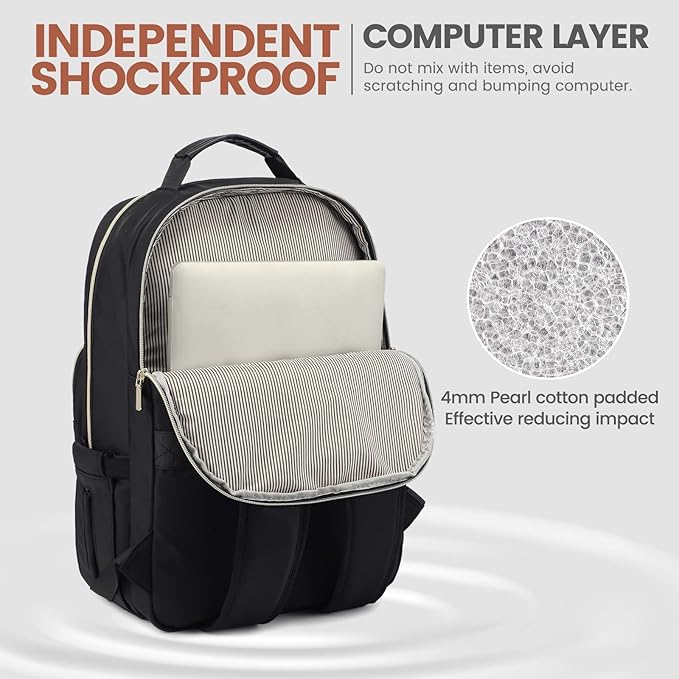 LOVEVOOK Laptop Backpack for Women 15.6 inch,Cute Womens Travel Backpack Purse,Professional Laptop Computer Bag,Waterproof Work Business College Teacher Bags Carry on Backpack with USB Port,Black-2
