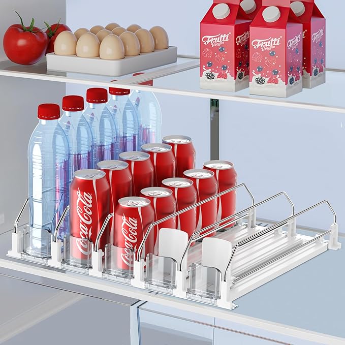 Drink Organizer for Fridge,Self Pushing Fridge Drink Organizer,Automatic Drink Dispenser for Fridge-Holds up to 25 Cans