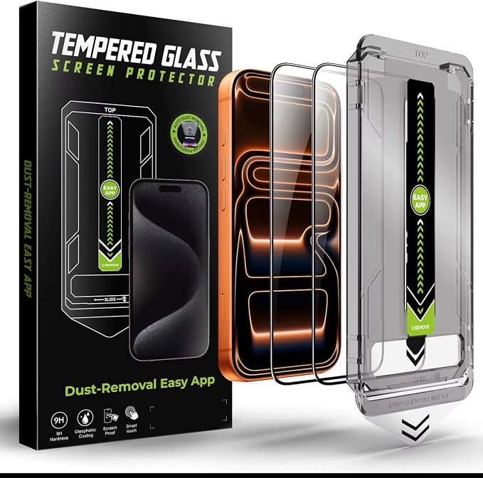 NeverBreak 9H+ Hardness for iPhone 17 Pro Max Screen Protector 12FT Military Grade Protection (Scratch Shatter Drop Resistance) Tempered Glass Full Edge Coverage 6.9 2 Pack with De-Bubble Card (Pr