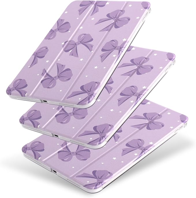 case for ipad 11th Generation11 Inch 2025 (A16 Chip) &amp 10th Gen 10.9 Inch 2022 - Slim Scratch-Resistant Hard PC Translucent Back Shell Smart Cover Wake/Sleep FunctionBlack Bow