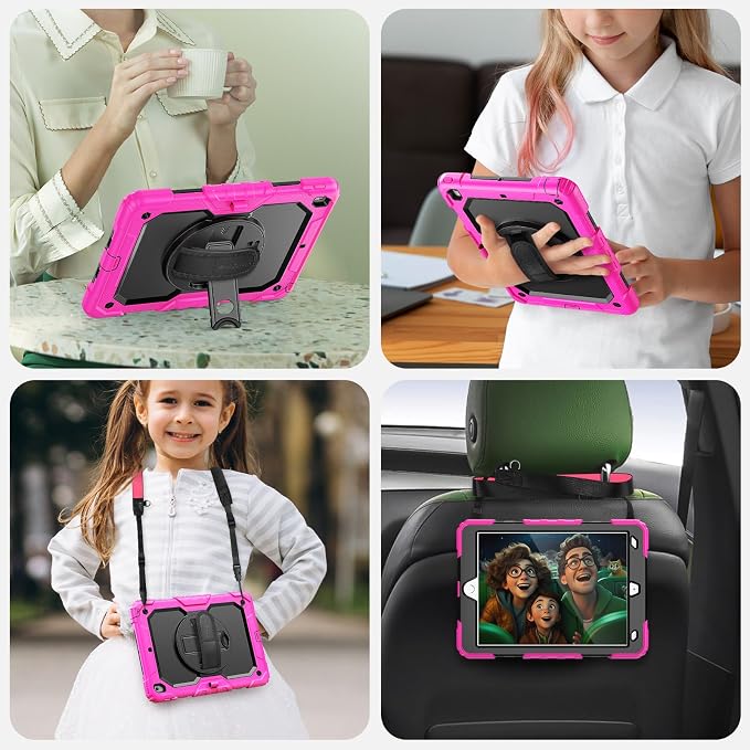 SEYMAC for iPad 9th/8th/7th Generation Case 10.2 2021-2019 Full-Body Shockproof Protective Case with Screen Protector Rotating Stand/Handle/Shoulder Strap for iPad 10.2 Blue/Black