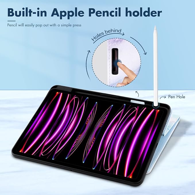 Dteck for iPad A16/10th Generation 10.9 Inch 2022 Case with Pencil HolderPremium PU Leather Folio Multiple Viewing Angles Stand Cover Auto Wake/Sleep Protective Tablet Cases for Women MenBookshelf
