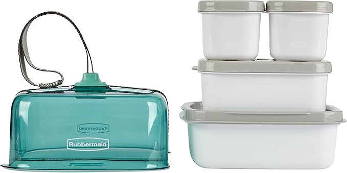 Rubbermaid Fasten + Go Sandwich Kit, Sea Foam Green, 4-Piece Set