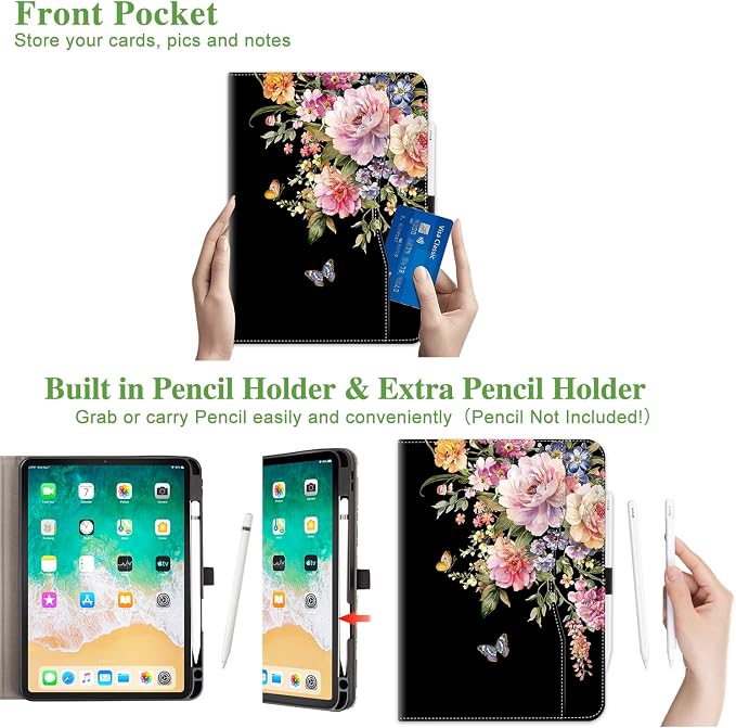 Vimorco for iPad Pro 11-inch Case M5/M4 2025/2024 for iPad Pro Case 11 Inch M5/M4 Pencil Holder/Hand Strap/Pocket/Screen Protection Band 3 Adjustable Angles Auto Sleep/Wake Beach Blue Ocean