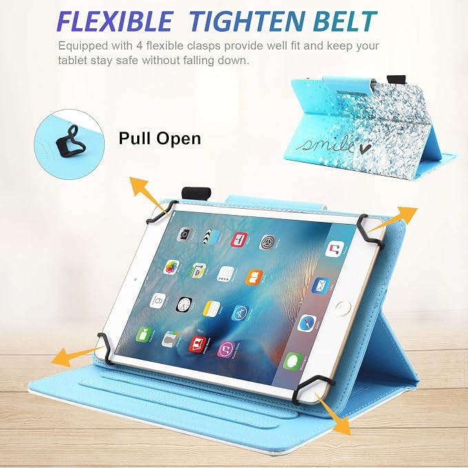 Dteck Universal Case (7.9 to 8.4) - Fold Stand Protective Flip Case for Apple iPad mini/Samsung Galaxy Tab 8.0 8.4 /Lenovo Tab 8 /onn. 100003561 8 Tablet Pro/Android Tablet 8 Inch (Blue Pink)