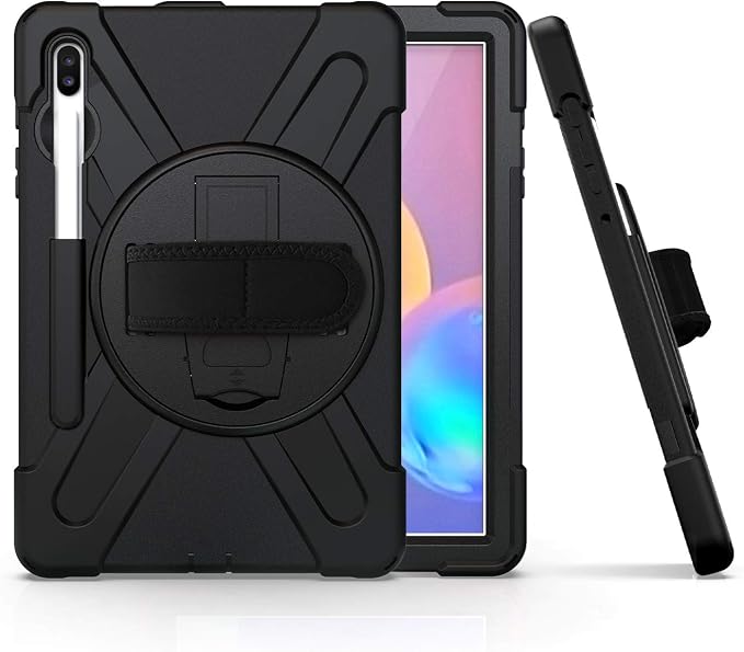 KIQ Shield Series for Samsung Galaxy Tab S7 FE Case Galaxy Tab S8 Plus Case Heavy Duty Shockproof Case w/S Pen Holder for Samsung Tab S7 fe 5G case 12.4 Inch 2020 SM T970 X800 T730 - Black