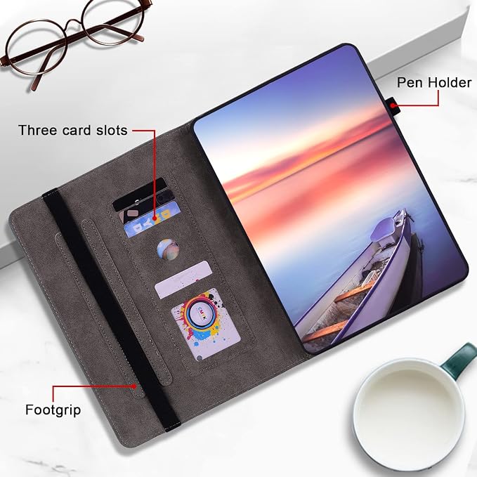 Case for All-New Amazon Fire HD 10 and 10 Plus Tablet (13th/11th Generation 2023/2021 Release) 10.1 Multi-Angle Flip PU Leather Cover with Stylus Holder for Fire HD 10 2023 Case Blue
