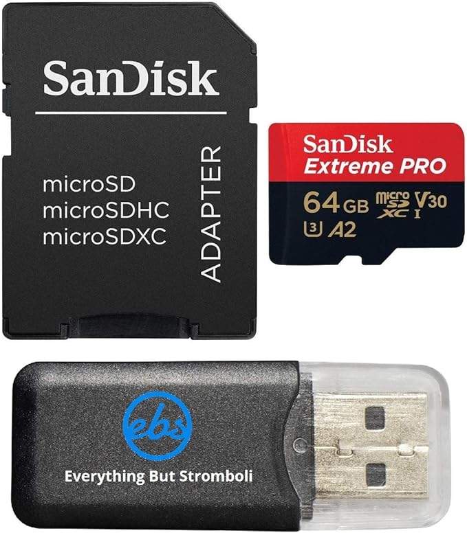 64GB Sandisk Extreme Pro 4K Memory Card for Gopro Hero 6, Fusion, Hero 5, Karma Drone, Hero 4, Session, Hero 3, 3+, Hero + Black - UHS-1 V30 64G Micro SDXC with Everything But Stromboli Card Reader