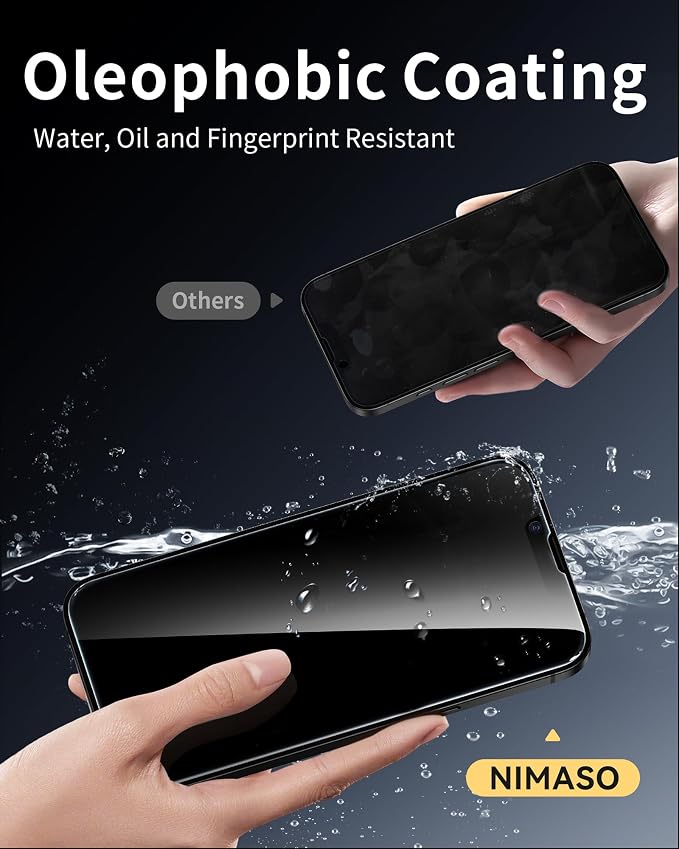 NIMASO for iPhone 17e/16e/13 Pro/13/14 Screen Protector 2 Pack Privacy Tempered Glass Screen Protector for iPhone 16e Anti-Spy Automatic Dust Removal Instant Installation (6.1 inches)
