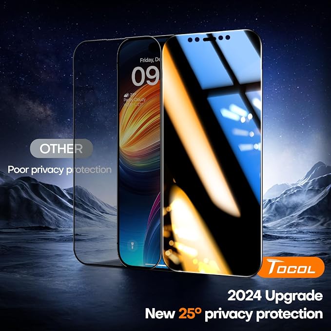 TOCOL for iPhone Air Screen Protector 9H Hardness Military Grade Shatterproof HD Tempered Glass Full Coverage Easy Installation 2 Pack