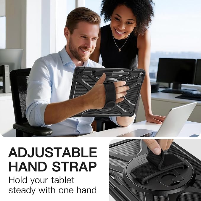 ZenRich Rugged Case for Microsoft Surface Pro 12 (2025)12 inch | Shockproof Hard Protective Case with 360 Rotating KickstandPen Holder and Hand Strap Compatible with Type Cover Keyboard