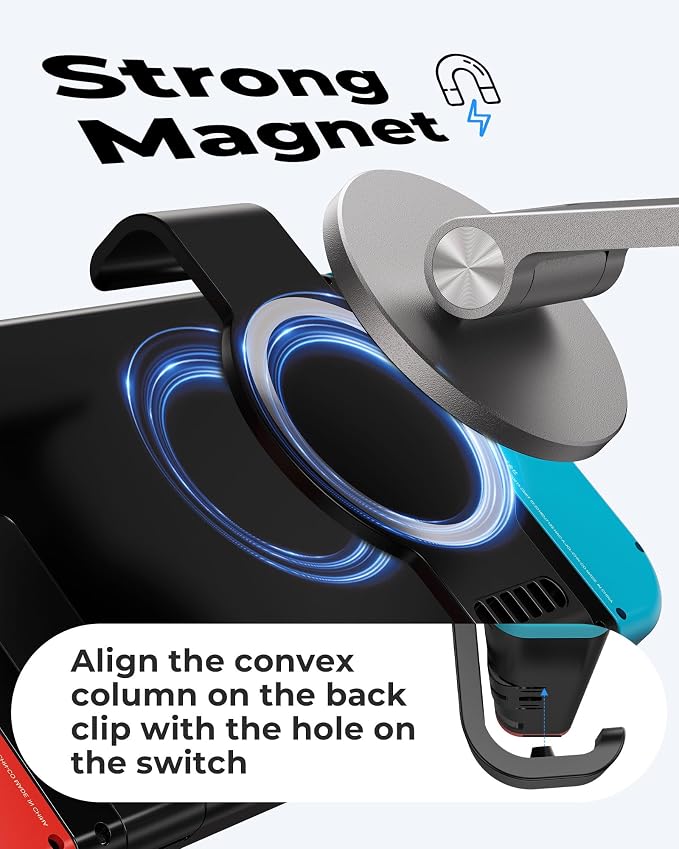 Foldable Magnetic Stand Holder for Nintendo Switch 2 iPhone | Aluminum Alloy Adjustable Design MagSafe-Compatible Portable Kickstand Mount Switch 2 Accessories for Desktop &amp Travel